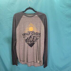 Long Sleeve Wolf Creek Colorado Raglan Tee By Legacy In Gray & Dark Gray